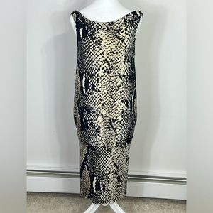 Diane von Furstenberg Mercedes Snakeskin python print silk black tan size 2